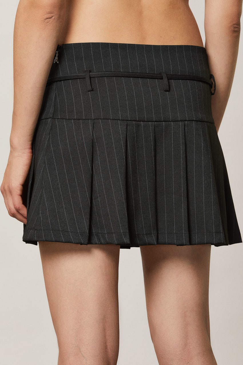 Patrizia Pepe Pleated Mini Skirt Zwart | 7850JANIQ