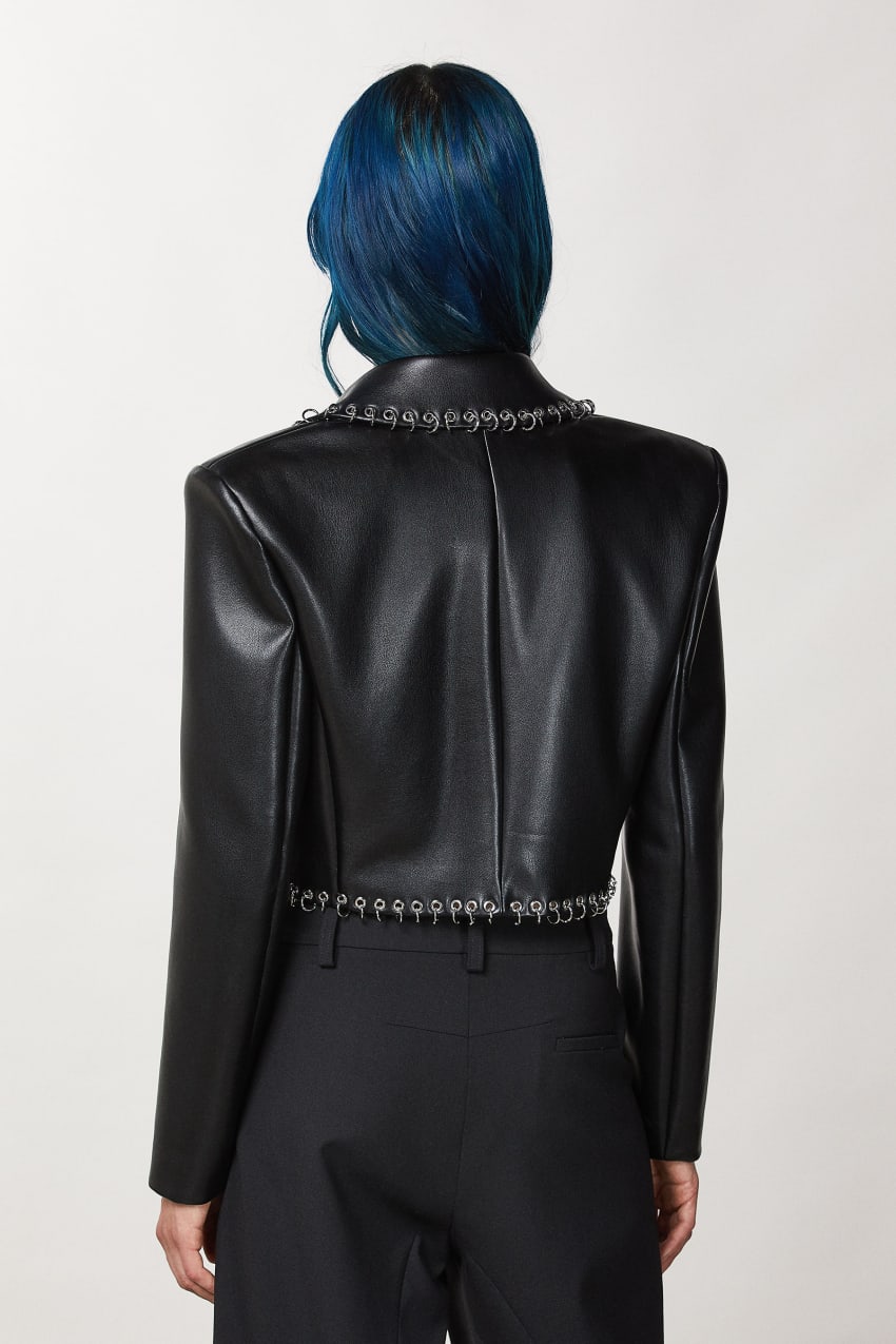 Patrizia Pepe Post Punk Cropped Jacket Zwart | 1420SYQAU