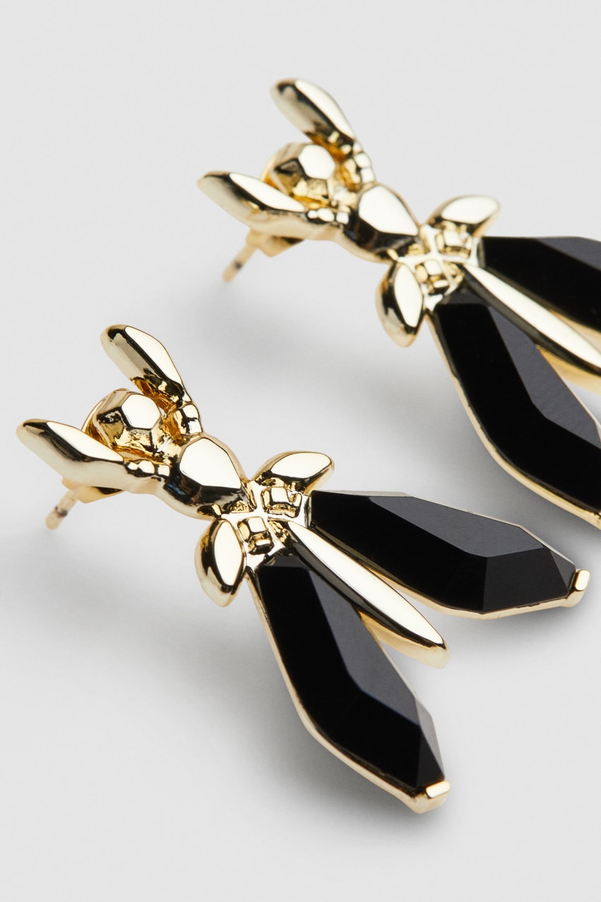 Patrizia Pepe Precious Fly Earrings With Stones Zwart | 2854ZHXGF