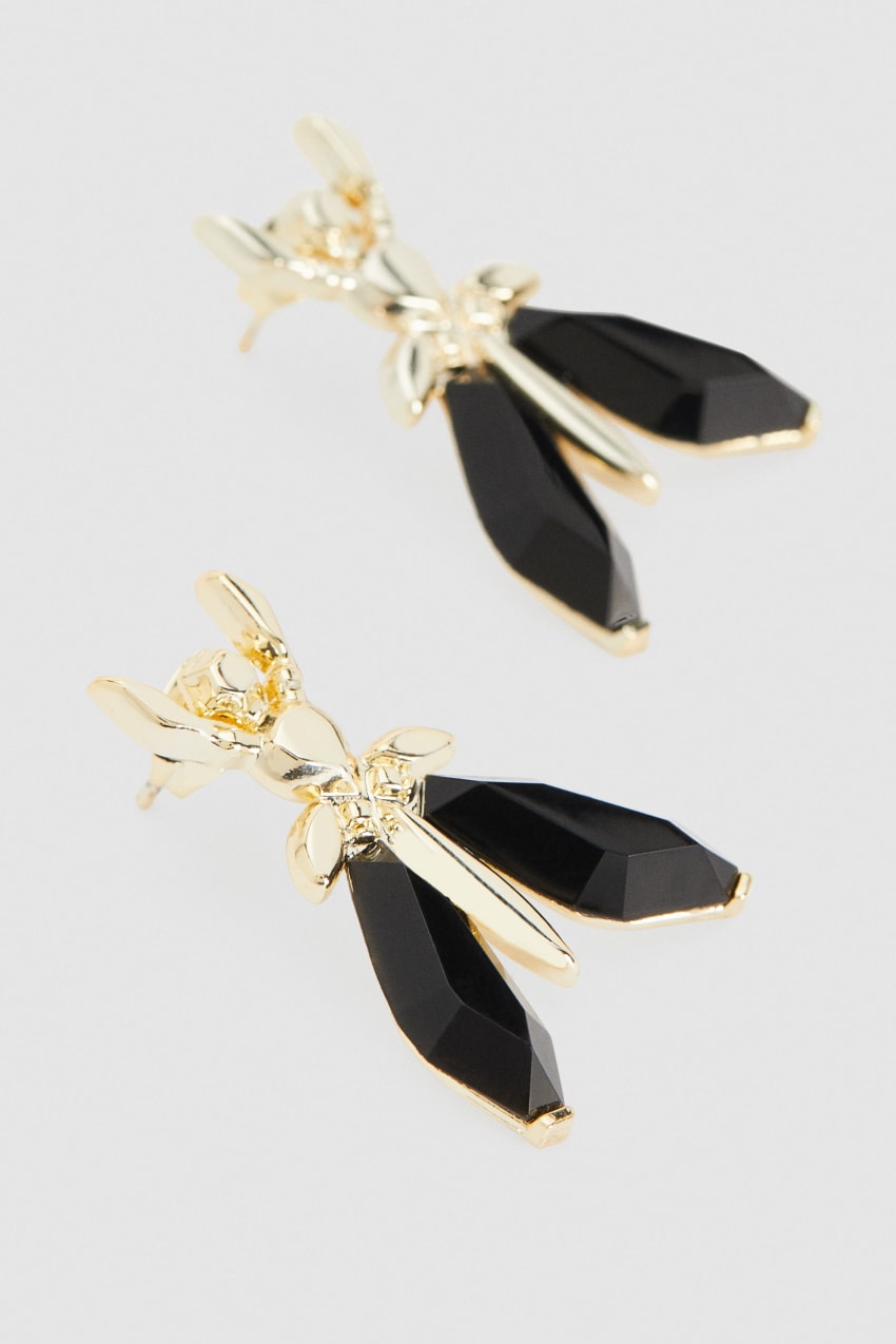 Patrizia Pepe Precious Fly Earrings With Stones Zwart | 2854ZHXGF