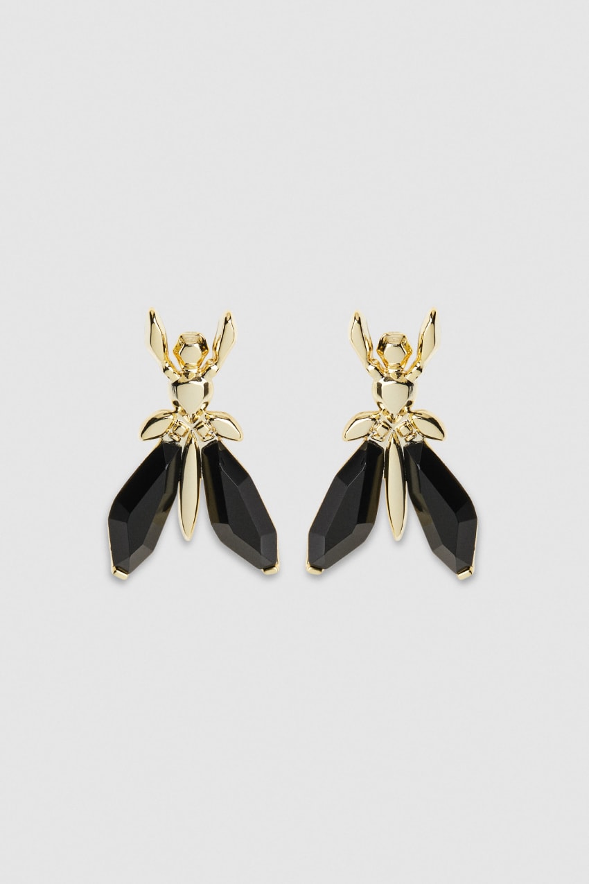 Patrizia Pepe Precious Fly Earrings With Stones Zwart | 2854ZHXGF