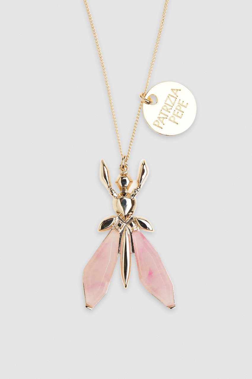 Patrizia Pepe Precious Fly Necklace With Stones Roze | 7914HGZIV