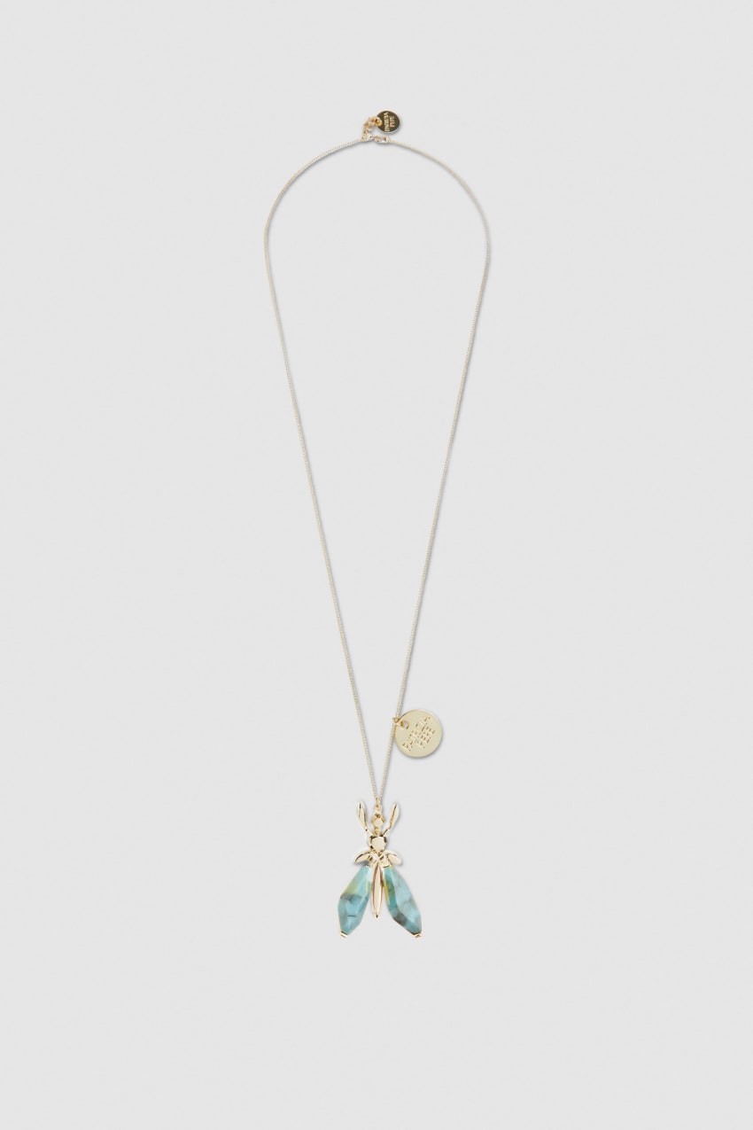 Patrizia Pepe Precious Fly Necklace With Stones Groen | 7913DTHBA