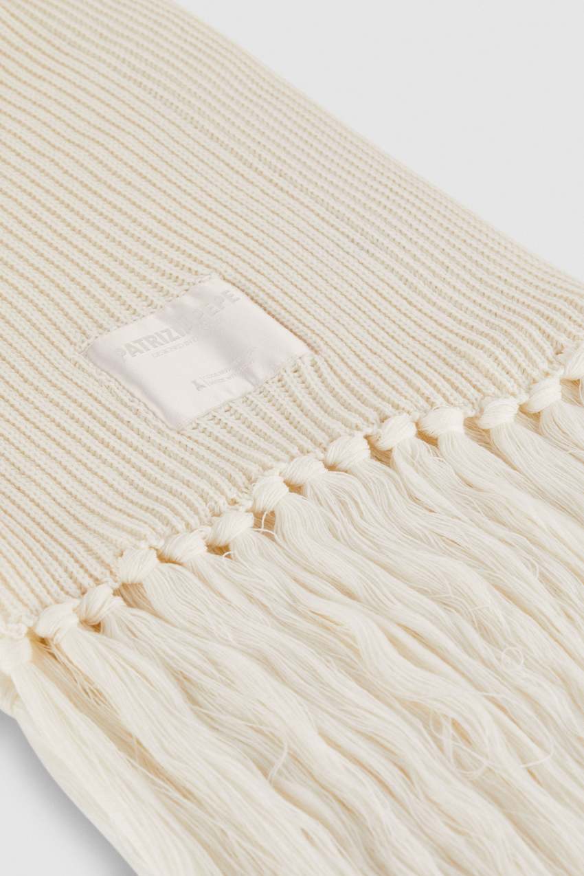 Patrizia Pepe Ribbed Scarf With Fabric Fringes Beige | 1245IGOVM