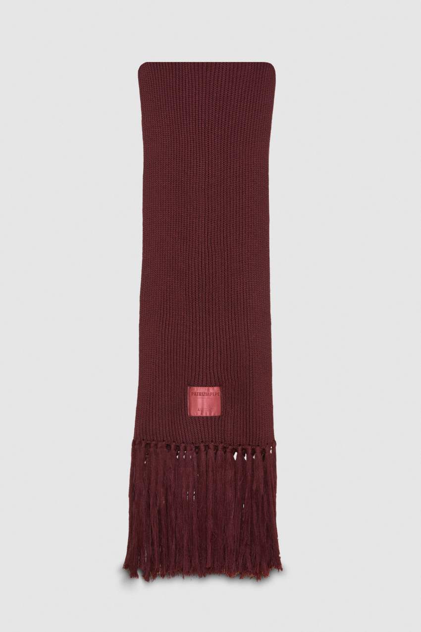 Patrizia Pepe Ribbed Scarf With Fabric Fringes Paars | 4671EBVGA