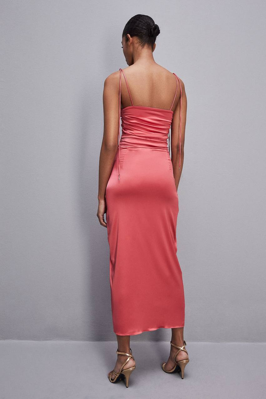 Patrizia Pepe Satin Midi Dress Roze | 9012NKPTD