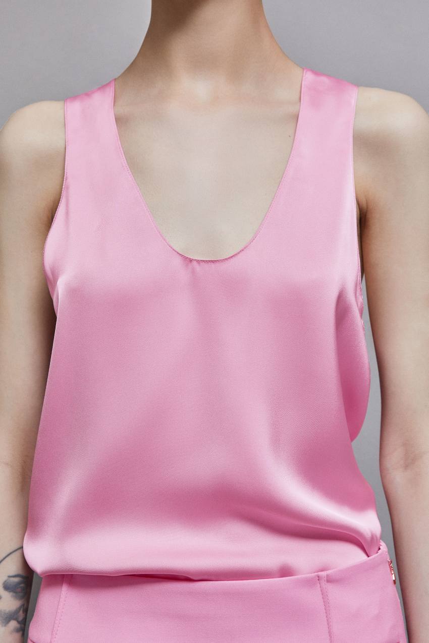 Patrizia Pepe Shiny Satin Blouse Roze | 3279UTSRY