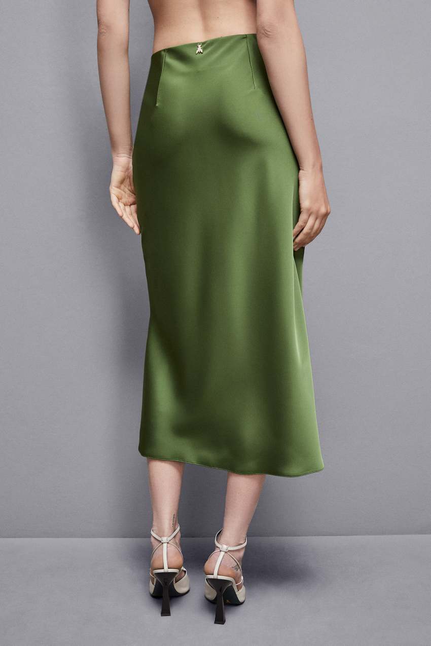 Patrizia Pepe Shiny Satin Midiskirt Groen | 2301KFLDZ