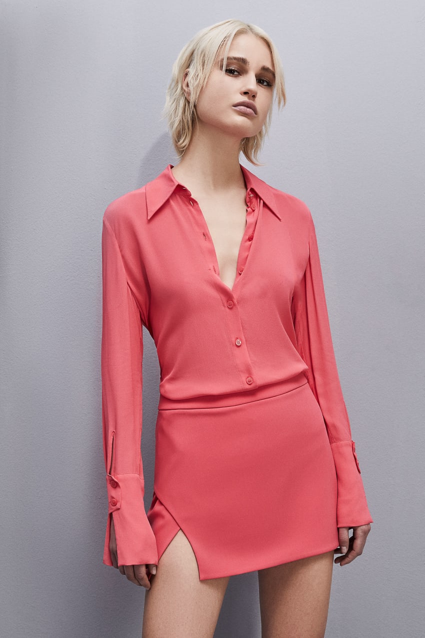 Patrizia Pepe Shirt With High Cuffs Roze | 0376WTHBN