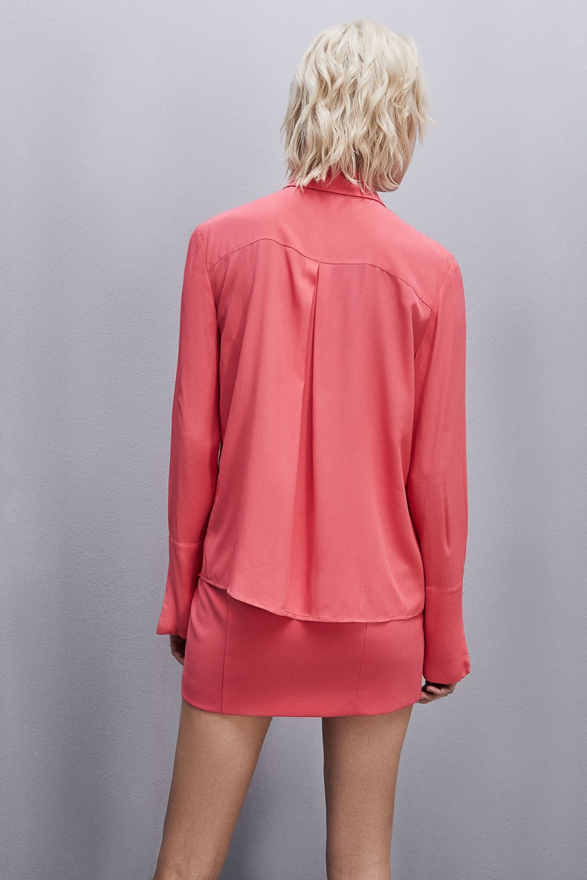 Patrizia Pepe Shirt With High Cuffs Roze | 0376WTHBN