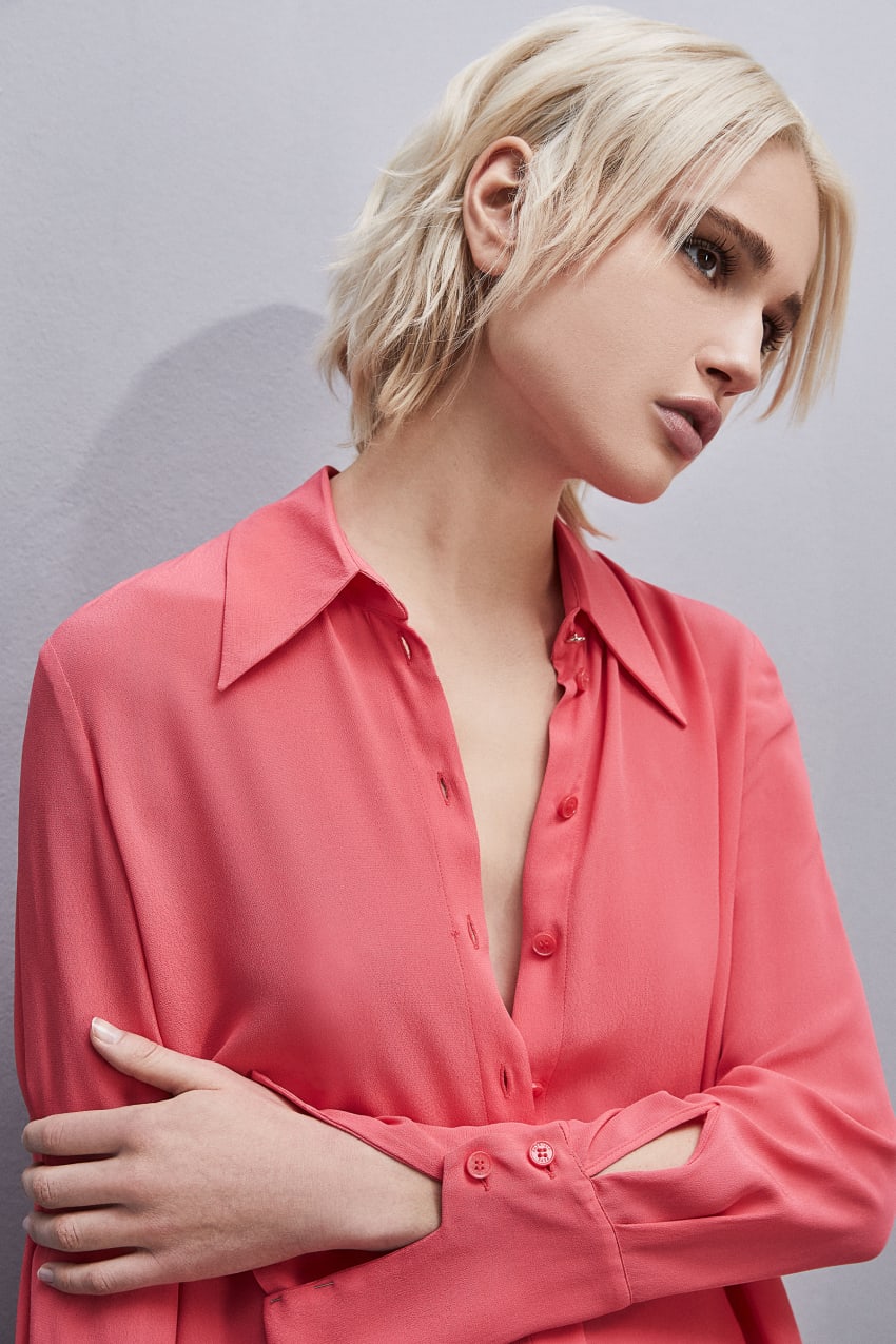 Patrizia Pepe Shirt With High Cuffs Roze | 0376WTHBN