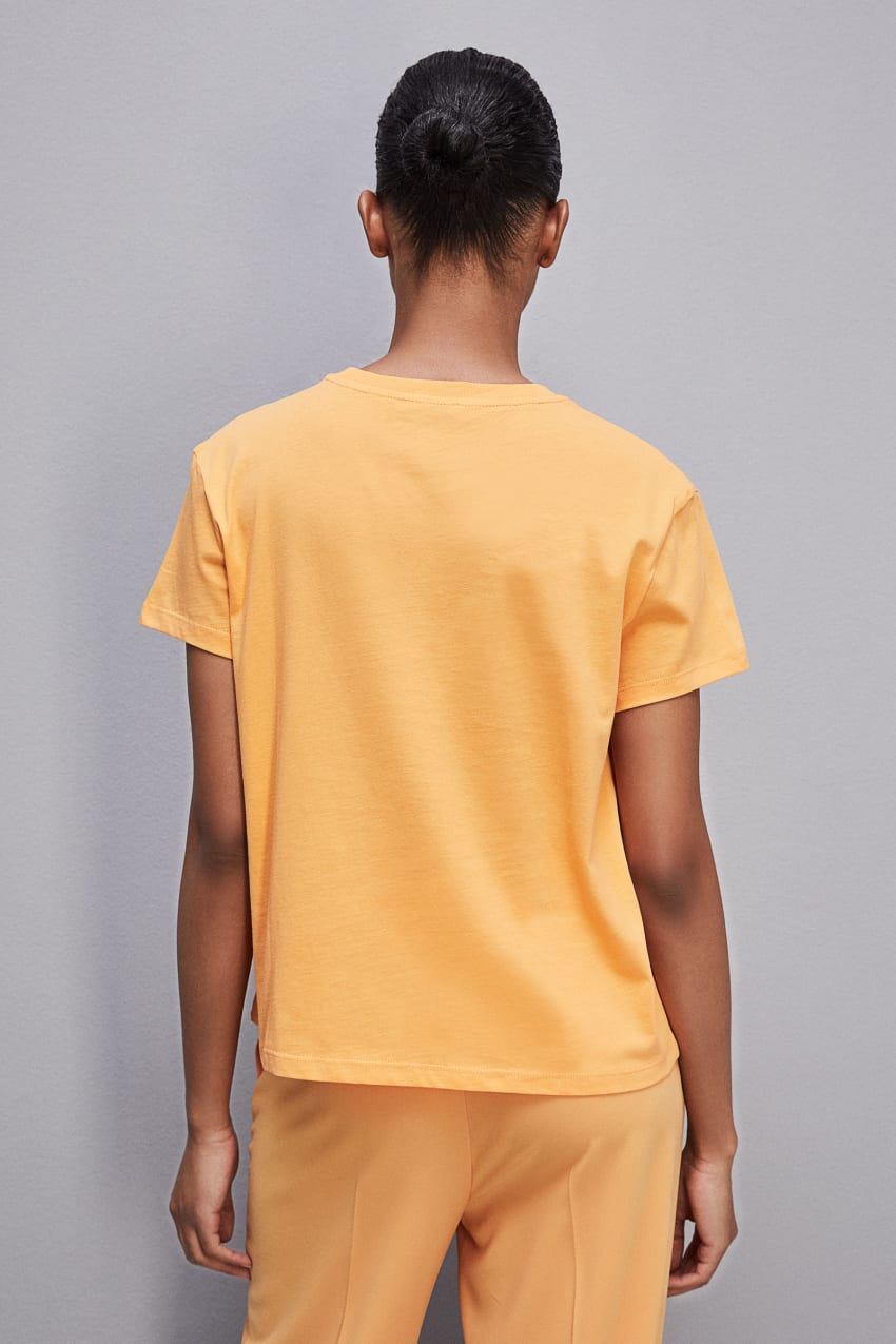 Patrizia Pepe Short-sleeved T-shirt With Logo In Organic Cotton Oranje | 4203ODZIJ