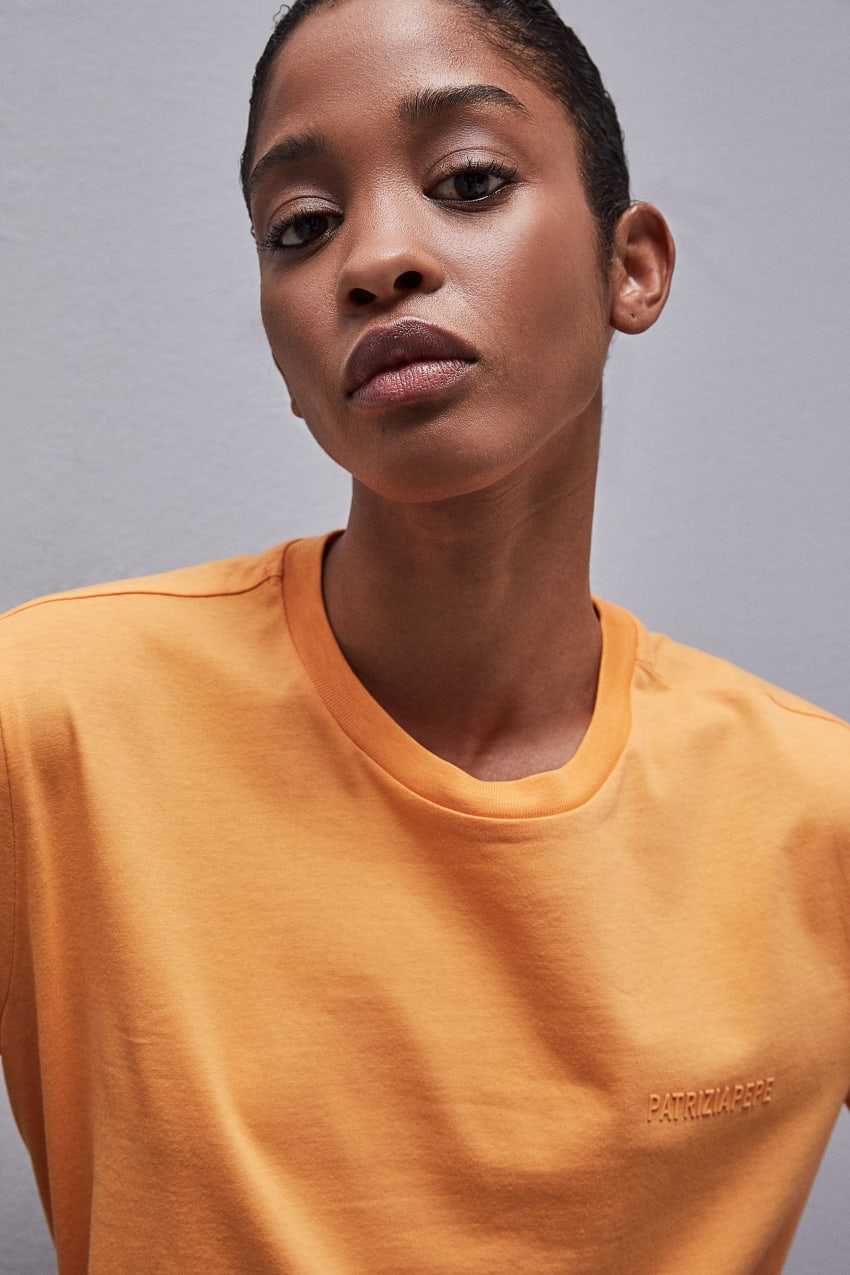 Patrizia Pepe Short-sleeved T-shirt With Logo In Organic Cotton Oranje | 4203ODZIJ