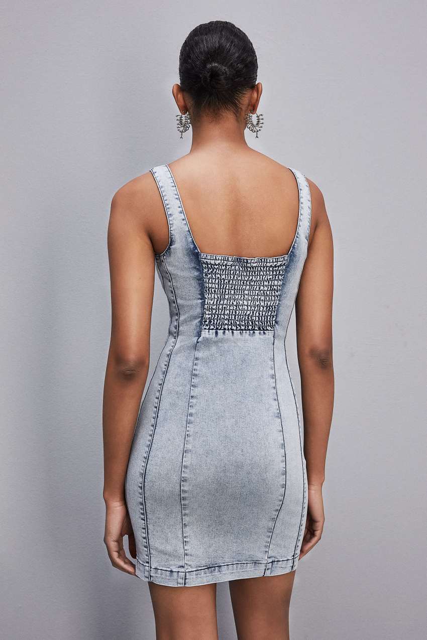 Patrizia Pepe Sleeveless Denim Mini Dress Lichtblauw | 8916JMEKY