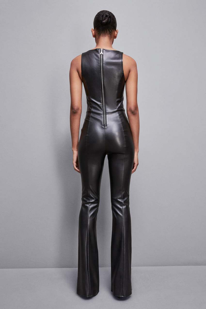 Patrizia Pepe Sleeveless Faux Leather Jumpsuit Zwart | 4230NQZLX