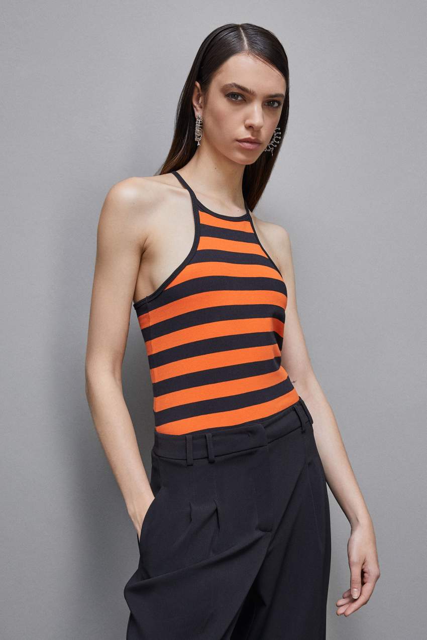 Patrizia Pepe Sleeveless Top In Stretch Cotton Jersey Zwart | 0437IVYPJ