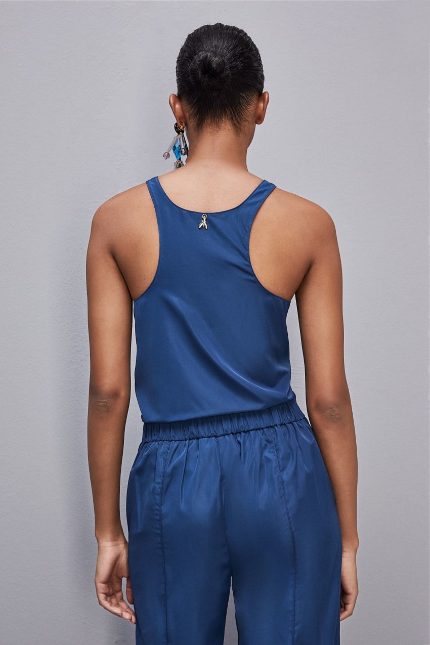 Patrizia Pepe Sleeveless Top Shirt With Round Neckline Lichtblauw | 3647PZVCU