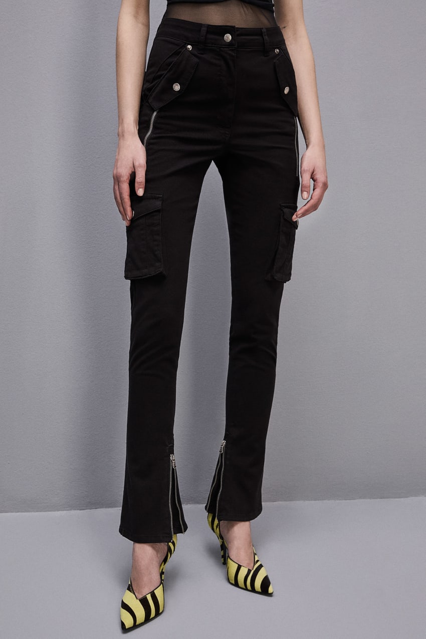 Patrizia Pepe Slim Cargo Pants Zwart | 7461KWBUT