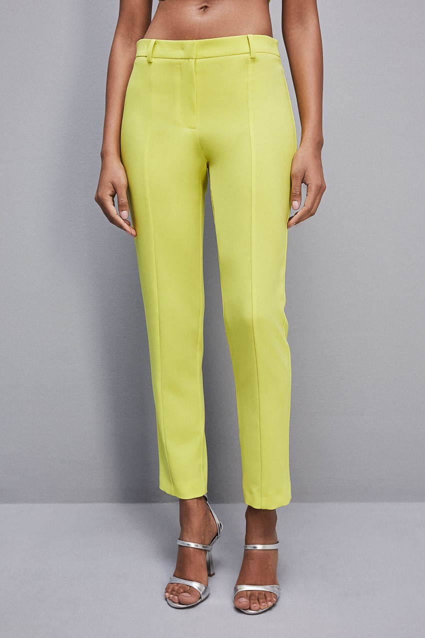 Patrizia Pepe Slim Cigarette Pants In Sablè Crepe Fabric Geel | 1356VKJSA