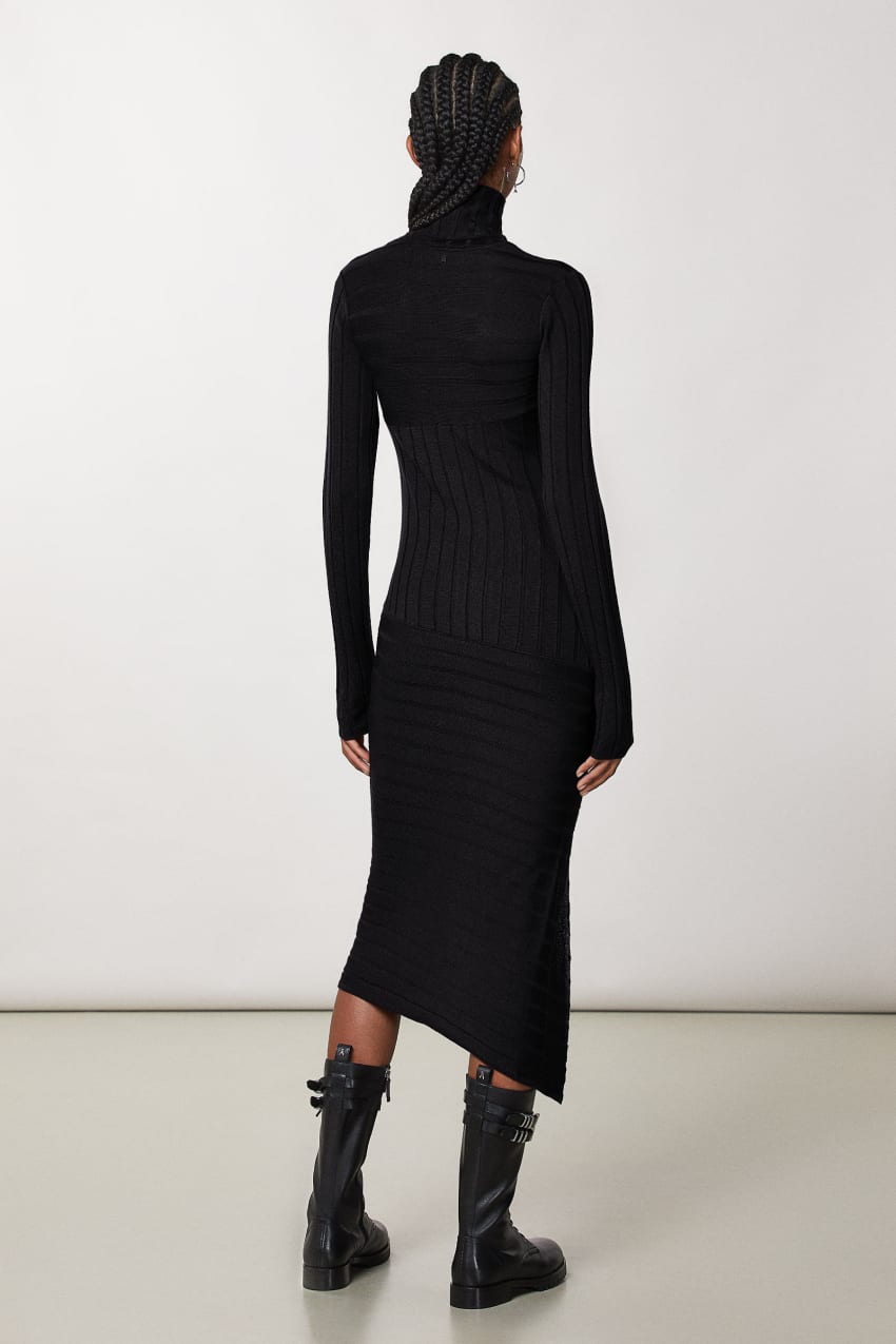 Patrizia Pepe Slim Fit Ribbed Dress Zwart | 2761QRSUJ