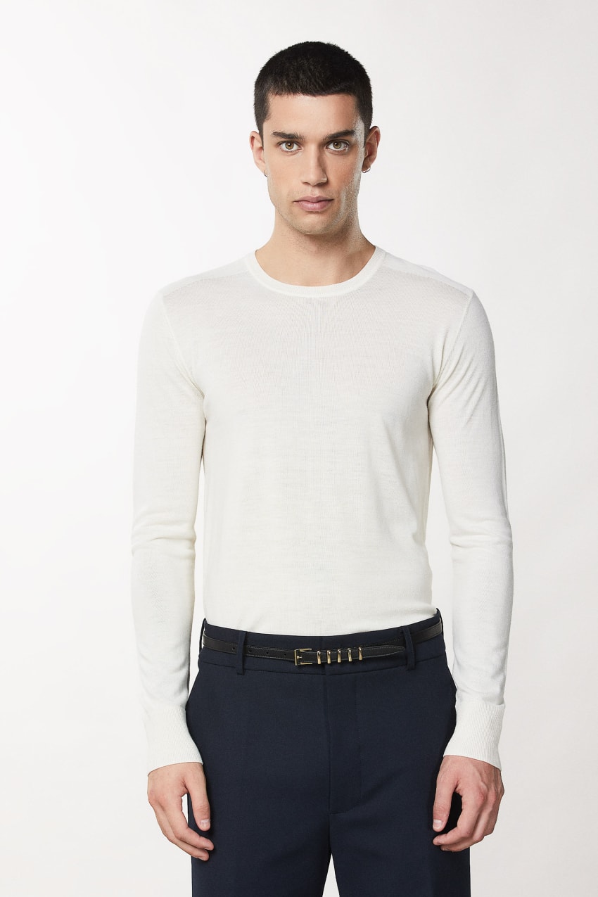 Patrizia Pepe Slim Fit Wool Sweater Wit | 2840IKNXT