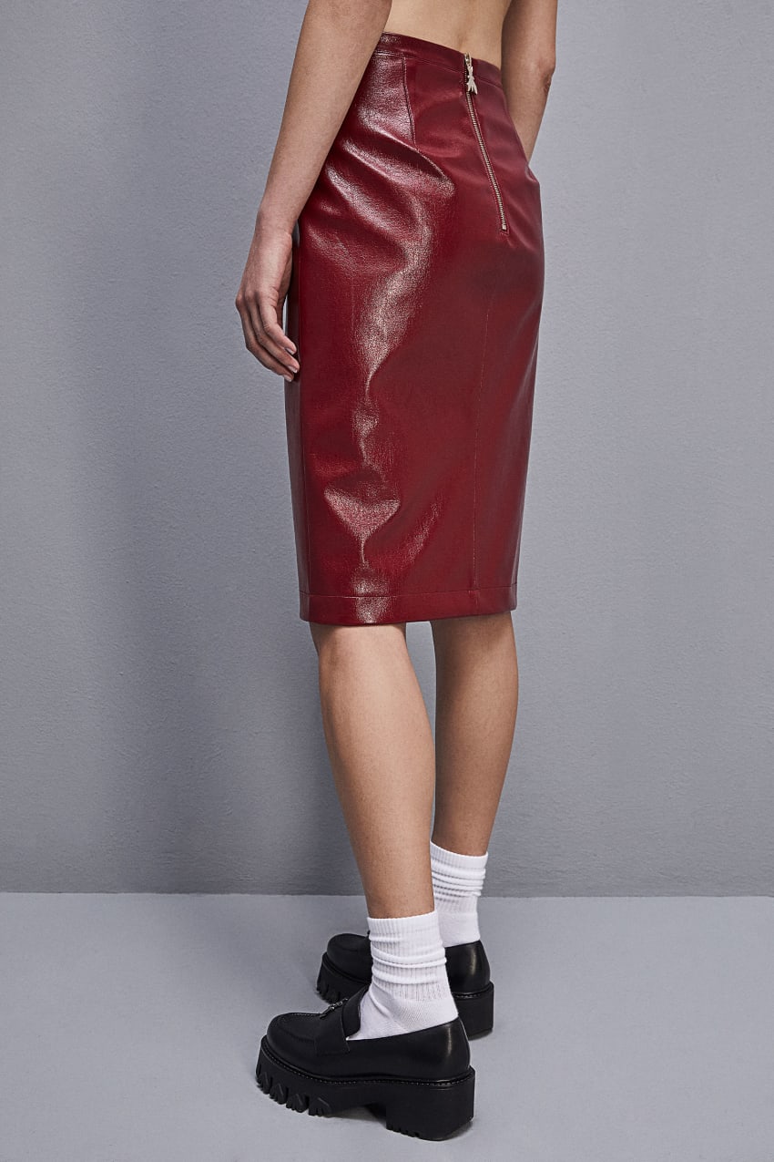 Patrizia Pepe Slim Patent Leather Midi Skirt Rood | 3896CEOLJ