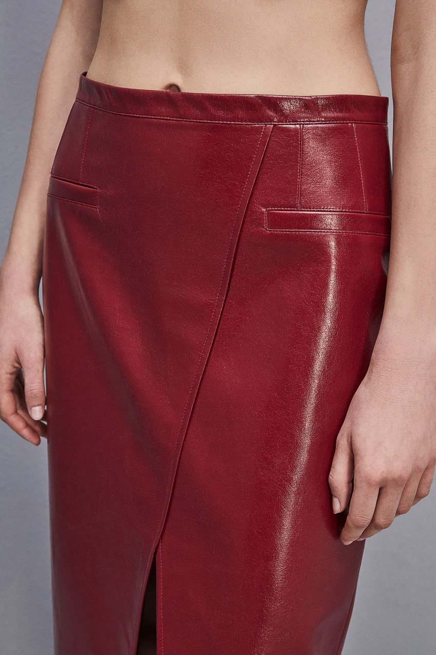 Patrizia Pepe Slim Patent Leather Midi Skirt Rood | 3896CEOLJ