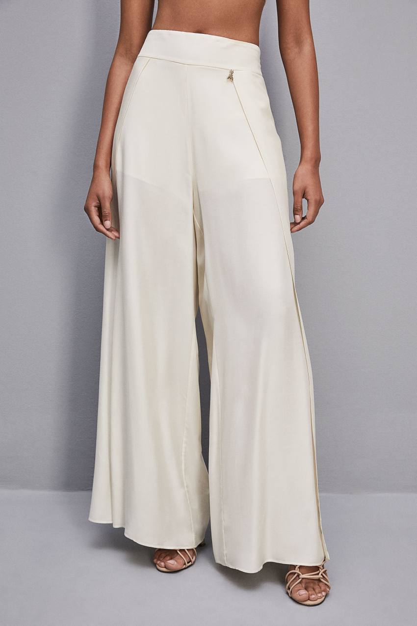 Patrizia Pepe Smock Stitch Palazzo Pants Wit | 2516SXQUW