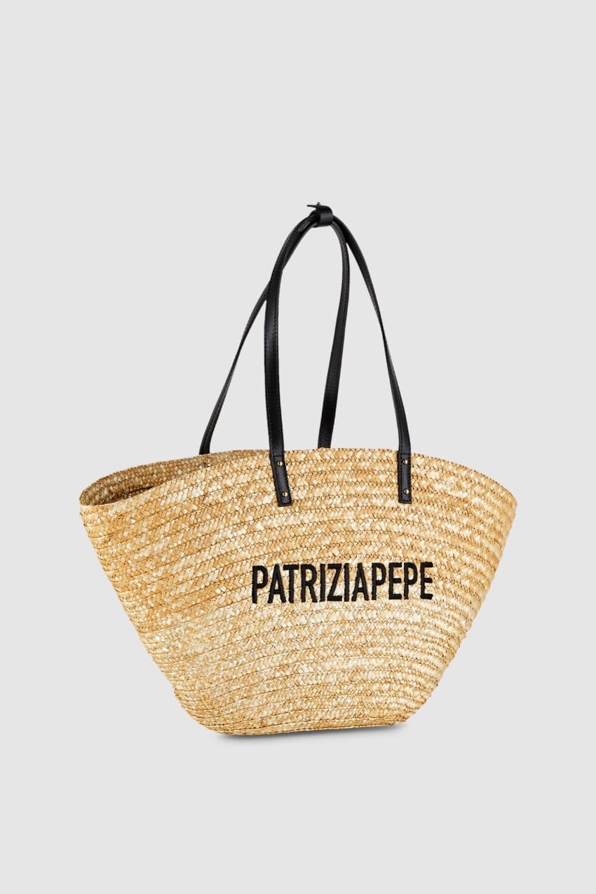 Patrizia Pepe Straw Shopper Beige | 0153MPRWX