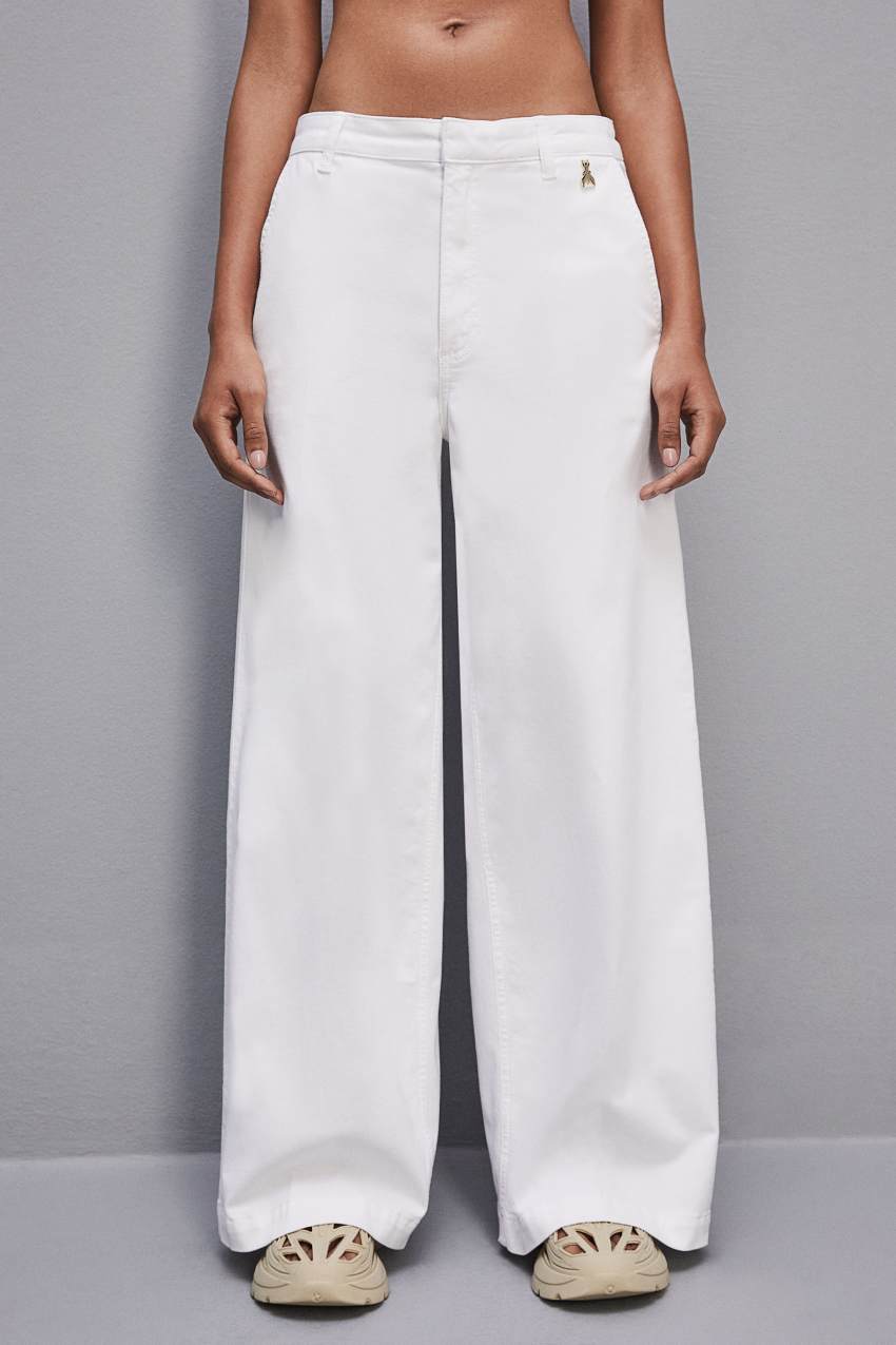 Patrizia Pepe Stretch Cotton Satin Palazzo Pants Wit | 8725JYSGN