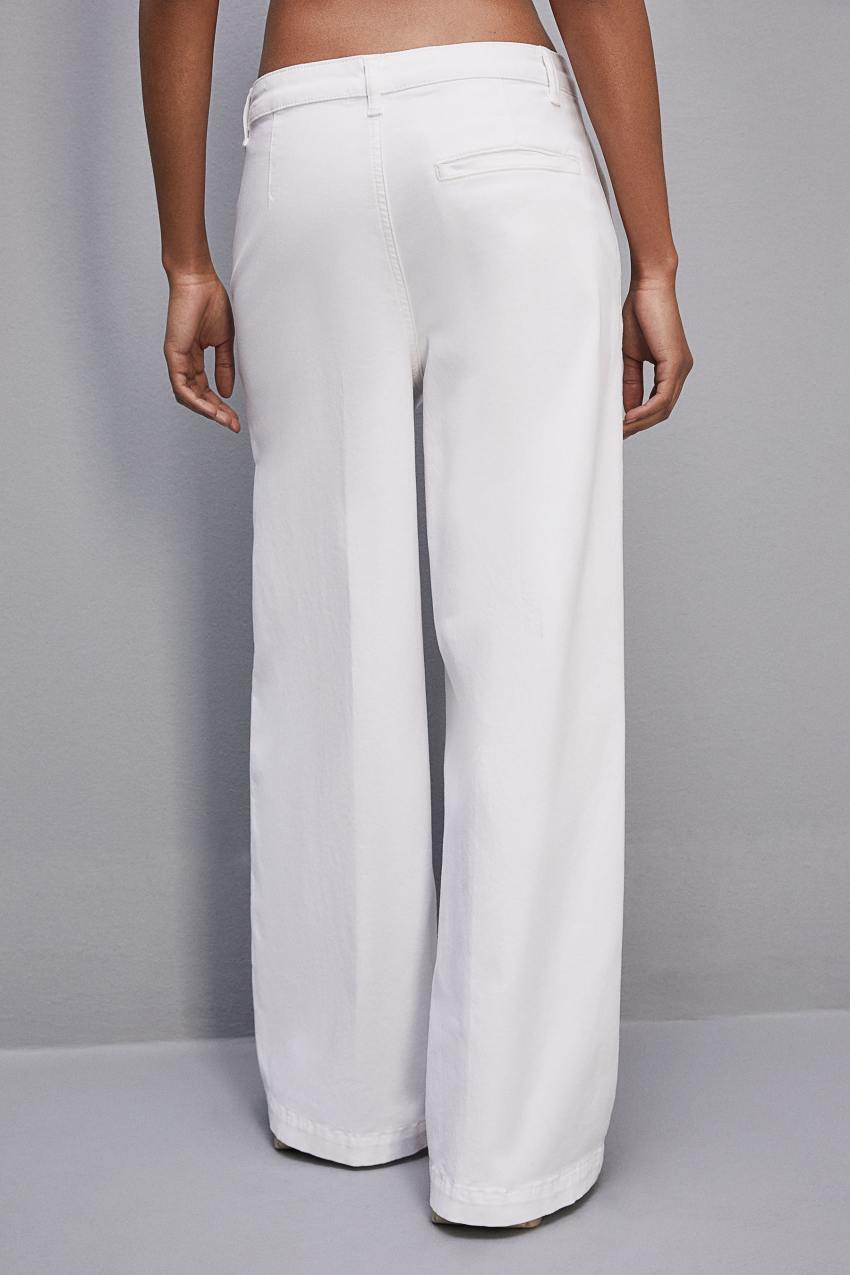 Patrizia Pepe Stretch Cotton Satin Palazzo Pants Wit | 8725JYSGN