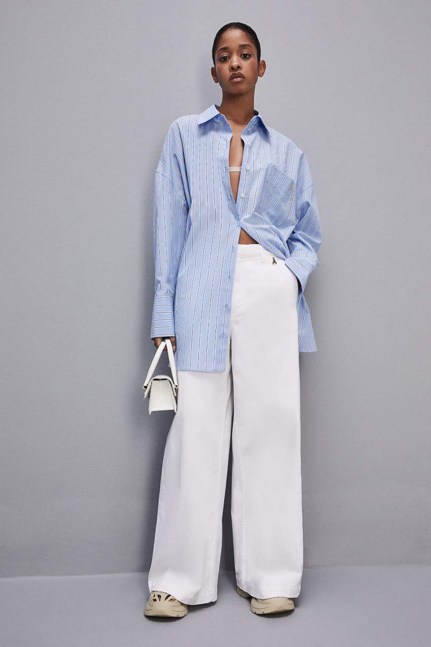 Patrizia Pepe Stretch Cotton Satin Palazzo Pants Wit | 8725JYSGN