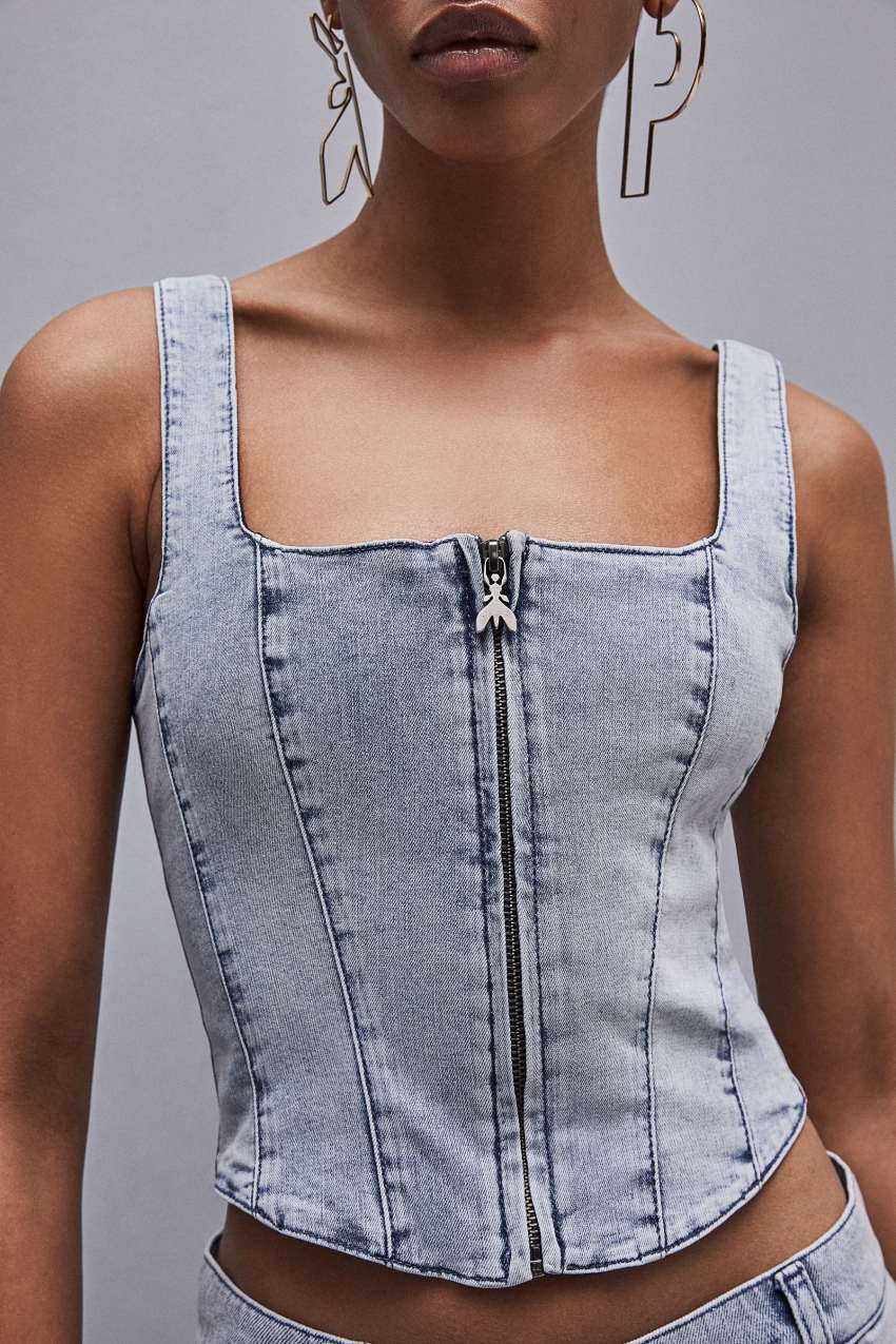 Patrizia Pepe Stretch Denim Top Lichtblauw | 5863LPNBF