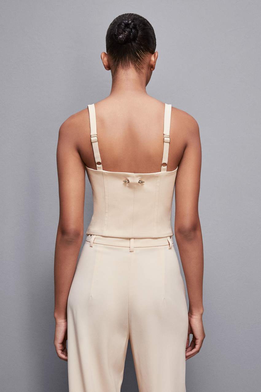 Patrizia Pepe Stretch Fabric Bustier Top Beige | 2965AGRMP