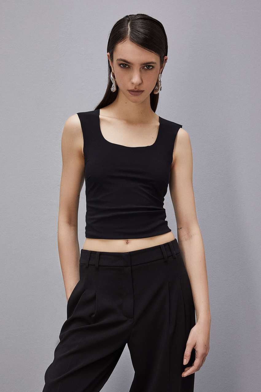 Patrizia Pepe Stretch Jersey Tank Top Zwart | 8293TAEPC