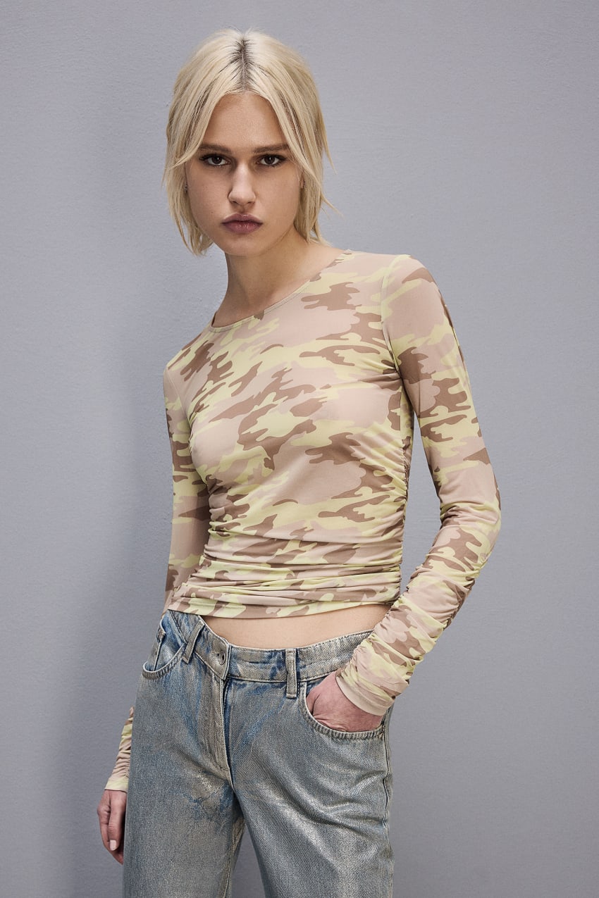 Patrizia Pepe Stretch Tulle T-shirt Militare | 9641UYKMI