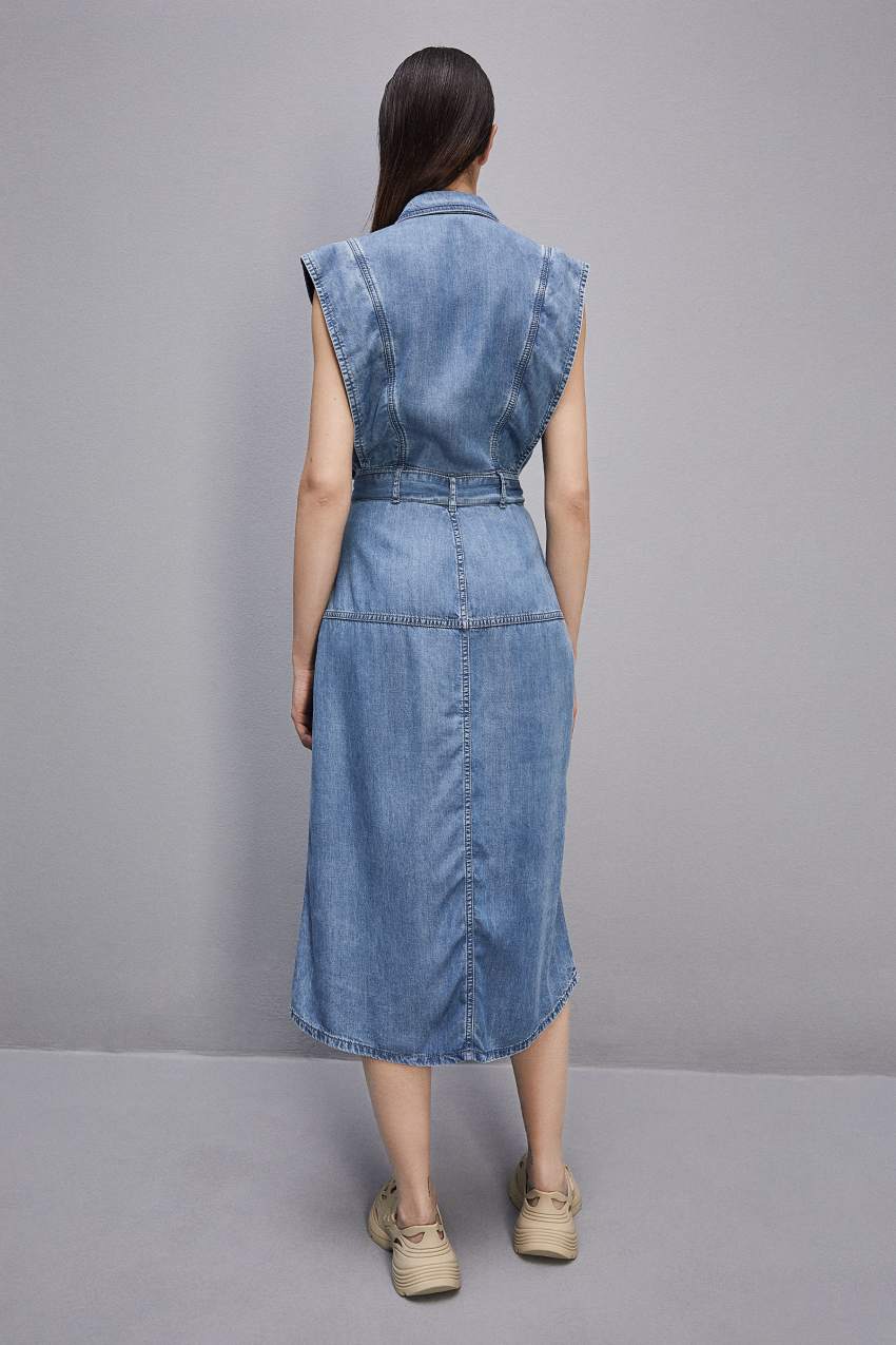 Patrizia Pepe Tencel Denim Sleeveless Dress Lichtblauw | 6507WXPUO