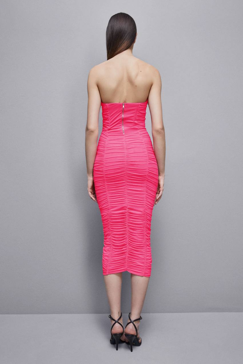 Patrizia Pepe Tulle And Jersey Midi Dress With Feathers Roze | 7902IYKUC