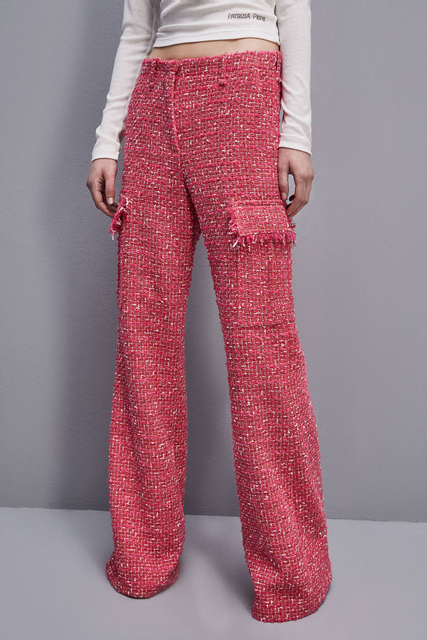 Patrizia Pepe Tweed Cargo Pants Rood | 1938GMCXB