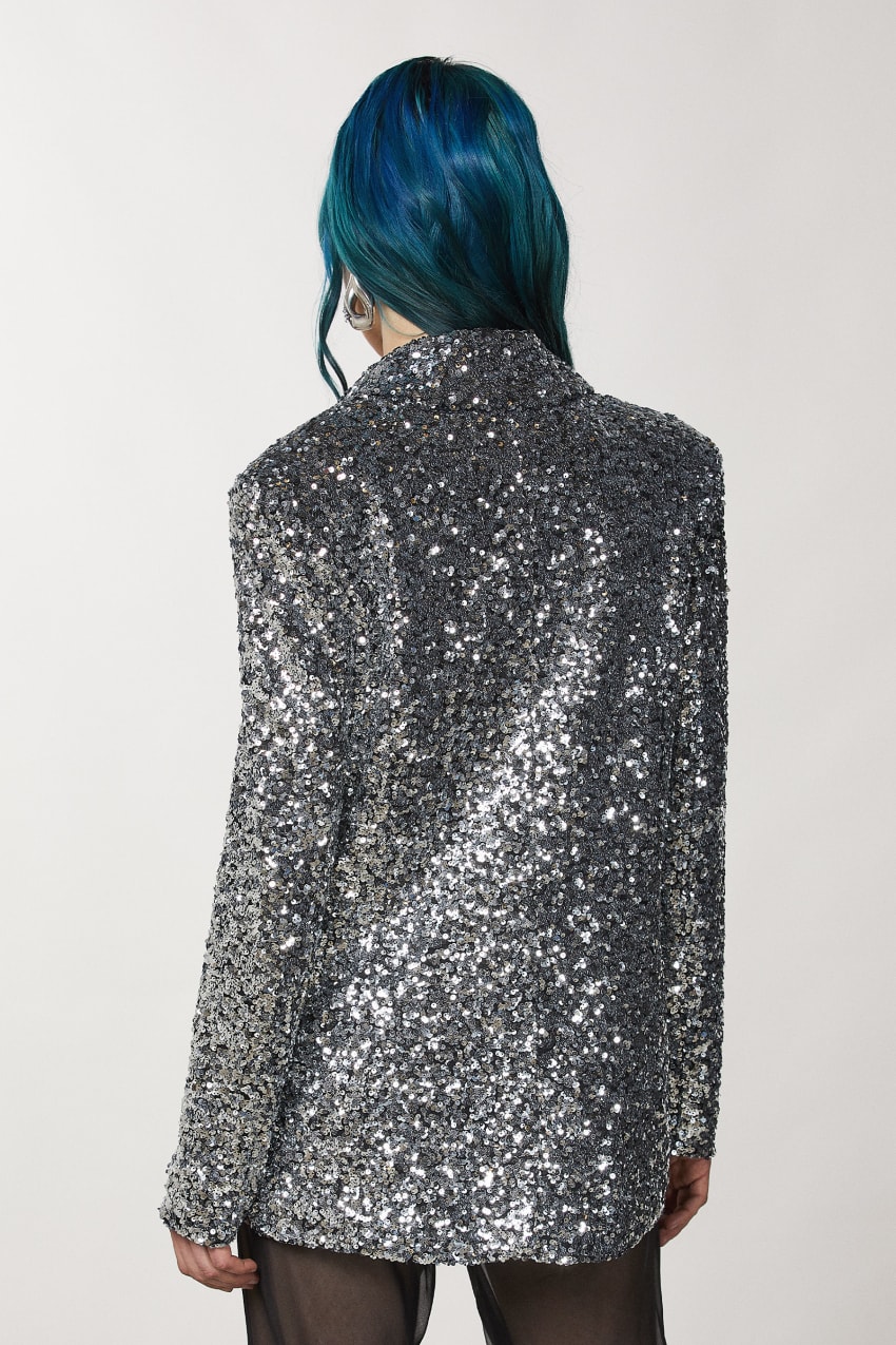 Patrizia Pepe Two-button Jacket With Sequins Grijs | 5237ILXTJ