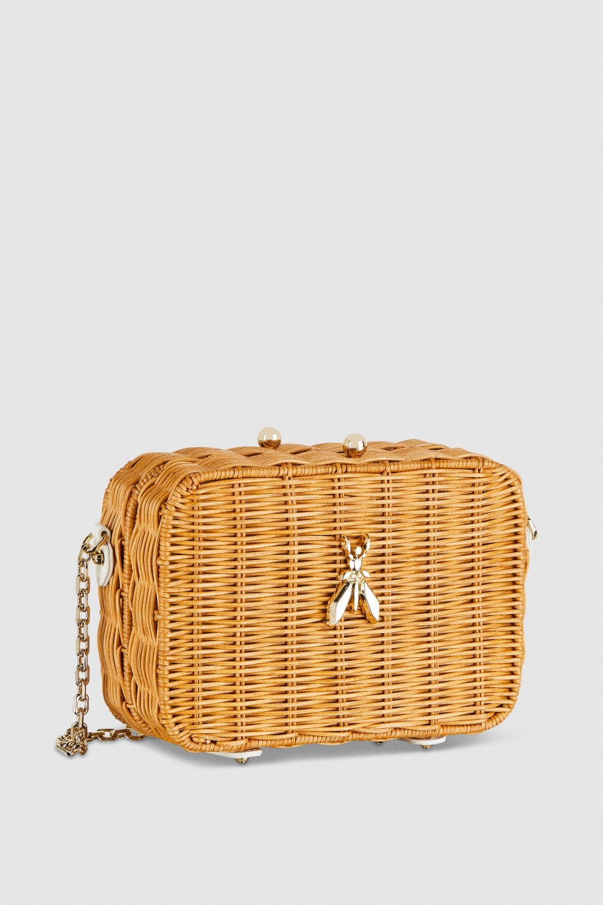 Patrizia Pepe Wicker Shoulder Bag Wit | 6398ZXSBR