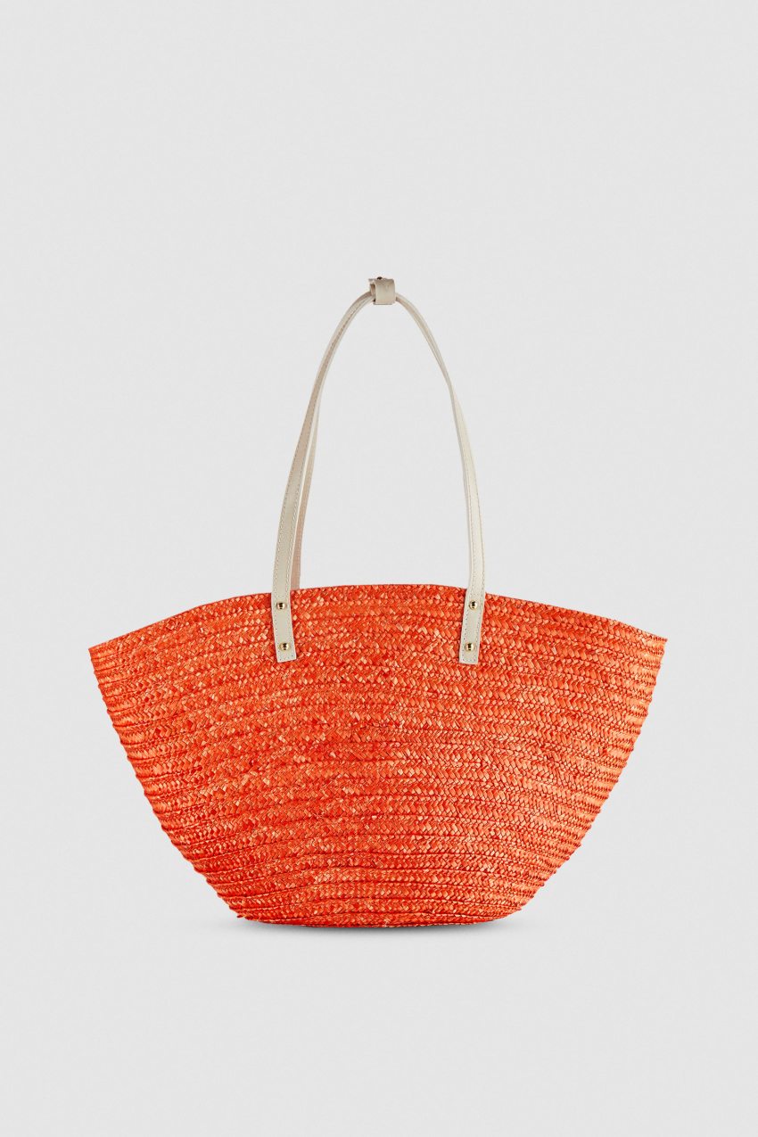 Patrizia Pepe Wide Braided Straw Shopping Bag Oranje | 4751GJXWB