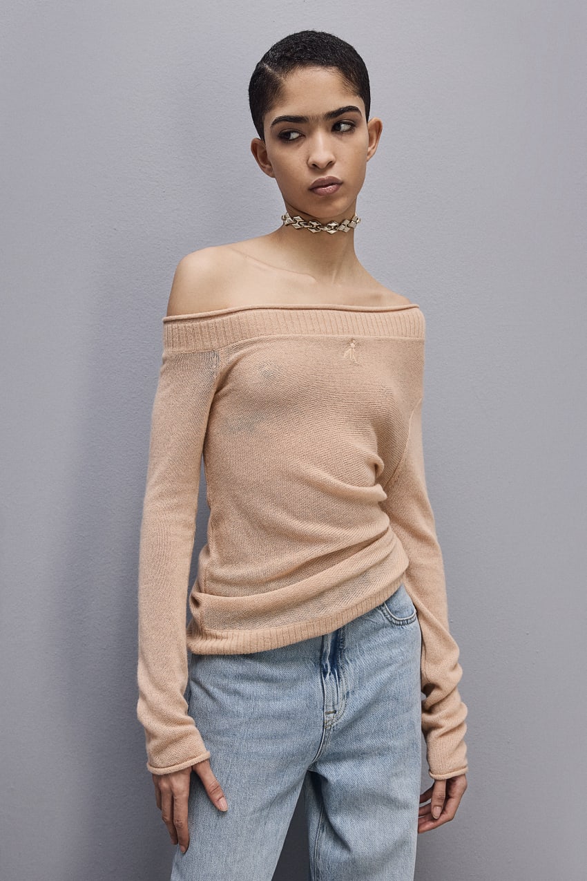 Patrizia Pepe Wool Sweater With Wide Neckline Beige | 7429QDLGO