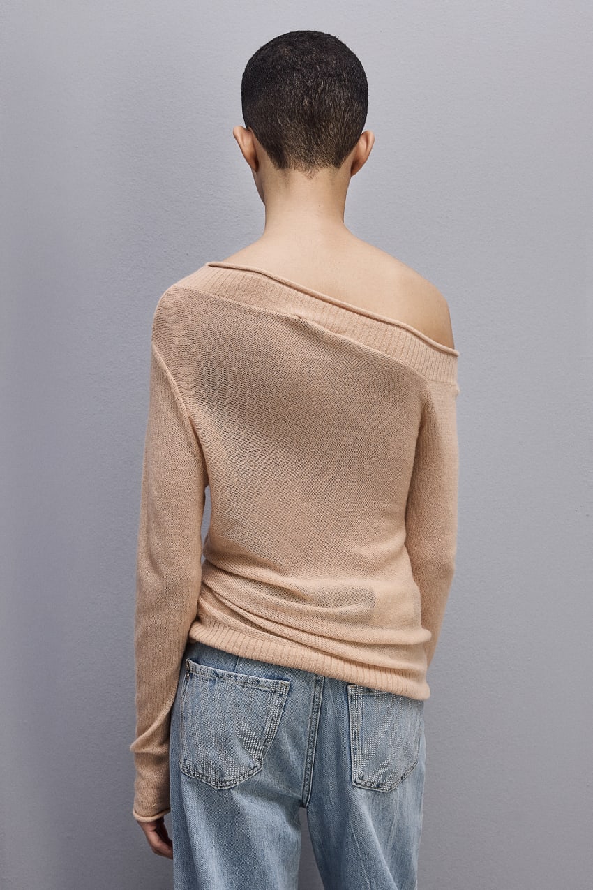 Patrizia Pepe Wool Sweater With Wide Neckline Beige | 7429QDLGO